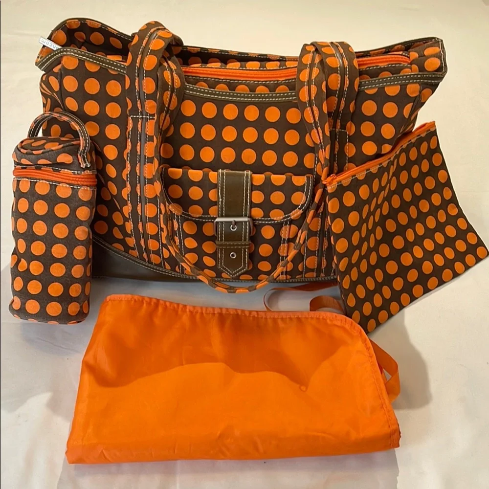 KALENCOM NEW ORLEANS Orange Polka Dot BABY Tote Bag Set